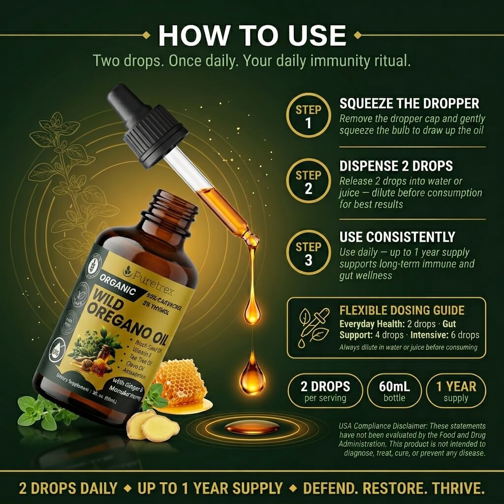 Organic Wild Oregano Oil Drops – 93% Carvacrol with Ginger & UMF 25+ Manuka Honey