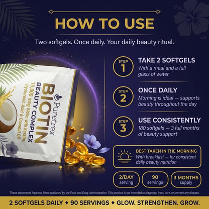 Biotin Beauty Complex 10,000µg – Keratin, Hyaluronic Acid & Bamboo Extract