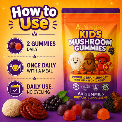 Kids Mushroom Gummies – Immune & Brain Support with Vitamin C, D3 & Zinc