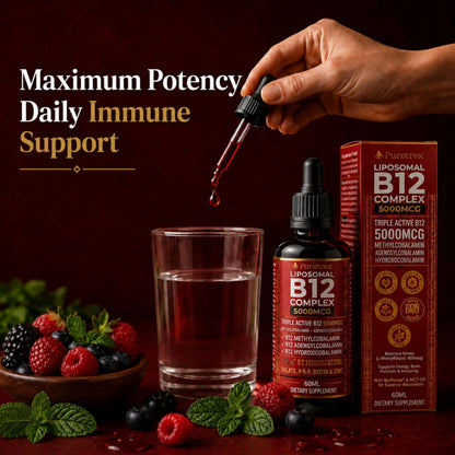 Liposomal B12 Complex Drops 5000mcg – Triple Active B12 with Methylcobalamin