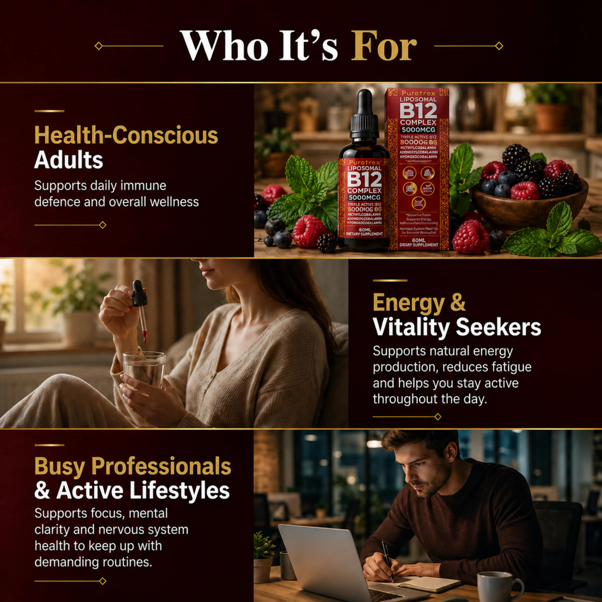 Liposomal B12 Complex Drops 5000mcg – Triple Active B12 with Methylcobalamin
