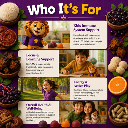 Kids Mushroom Gummies – Immune & Brain Support with Vitamin C, D3 & Zinc