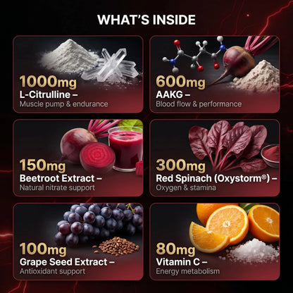 Nitric Oxide Complex 3000mg+ – L-Citrulline, AAKG, Beetroot & S7®