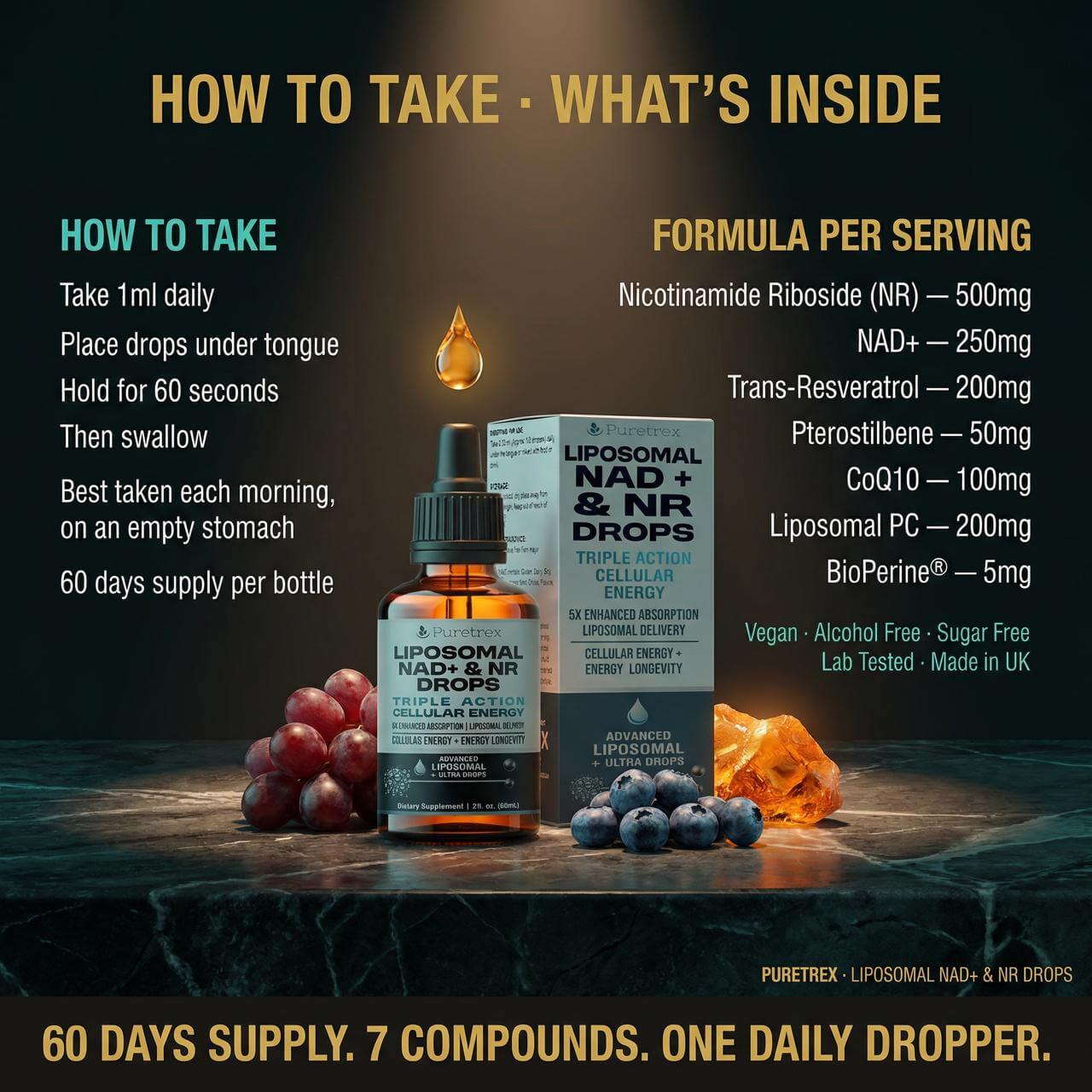 Liposomal NAD+ & NR Drops – Triple Action