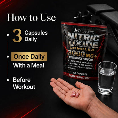 Nitric Oxide Complex 3000mg+ – L-Citrulline, AAKG, Beetroot & S7®