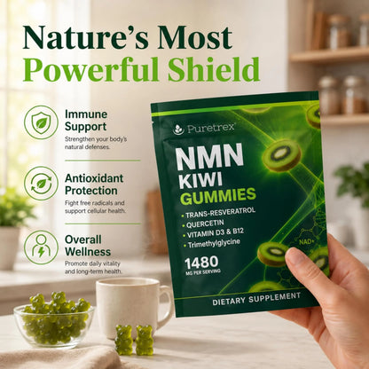 NMN + Resveratrol Kiwi Gummies – NAD+ with CoQ10 & Vitamin D3