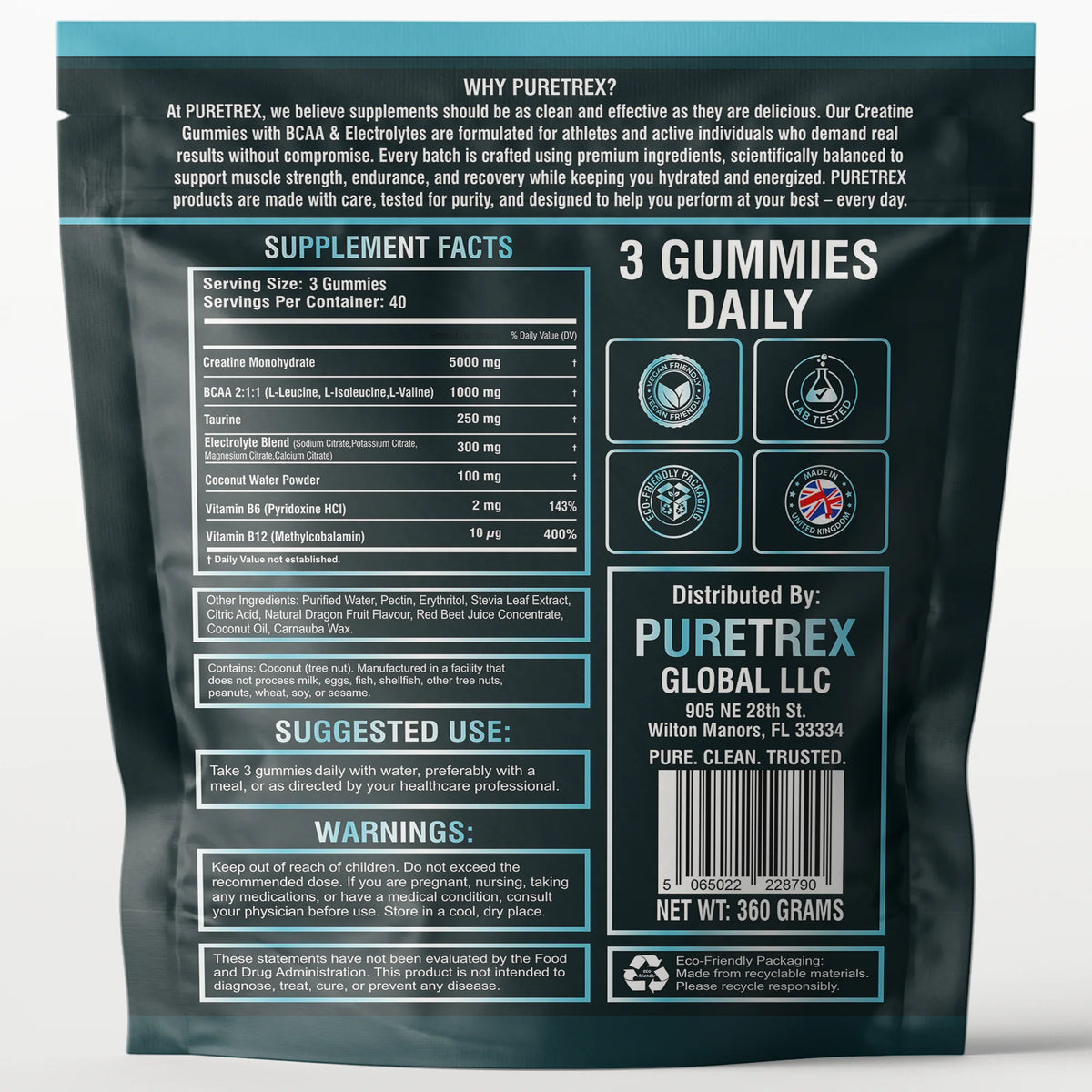 Creatine Gummies 5g + BCAA & Electrolytes – Arctic Dragon Fruit Shock