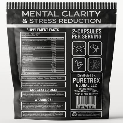 Neuro Boost Clarity Complex - back of packaging with nutrition facts