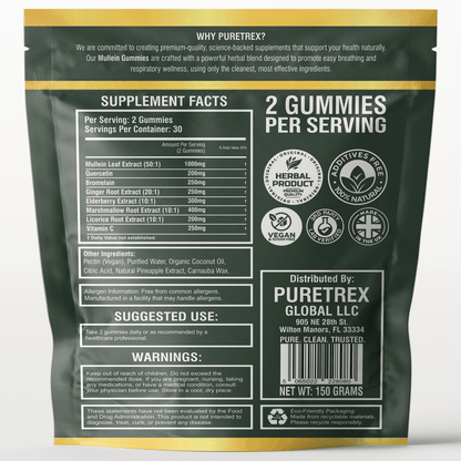 8-in-1 Mullein Gummies - back of packaging with nutrition facts