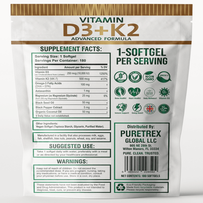 D3 + K2 Softgels with Coconut Oil – Premium Dietary Supplement