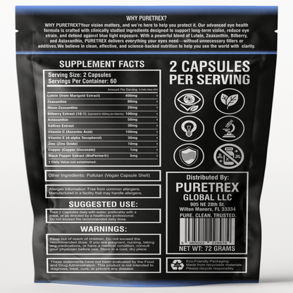 Eyeshield 360 Vision Support - back of packaging with nutrition facts