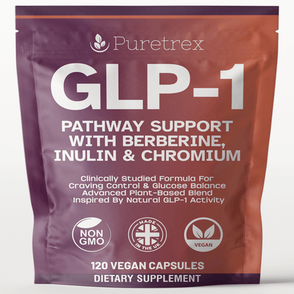 GLP-1 Support Complex with Berberine, Inulin & Chromium - product packaging by PURETREX