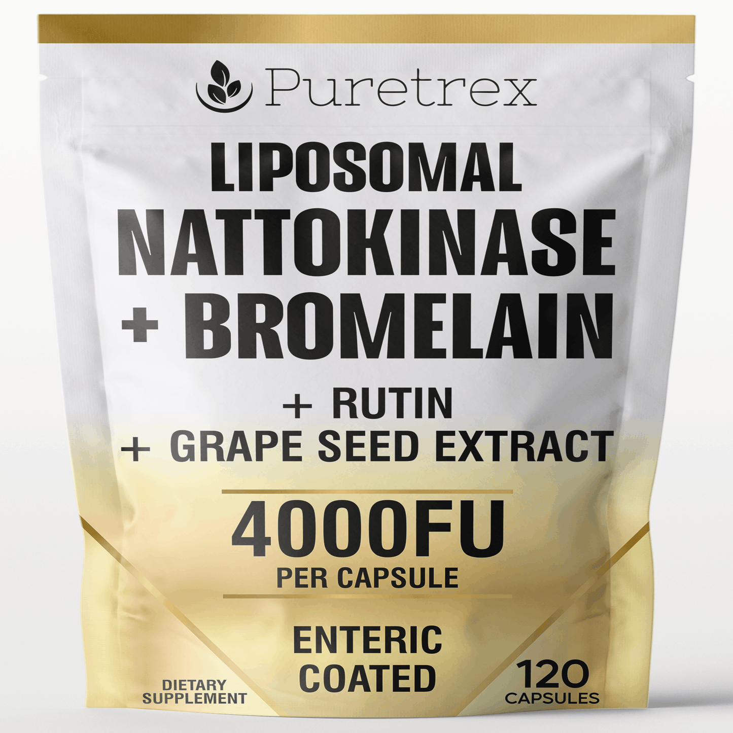 Liposomal Nattokinase 4000FU + Bromelain - product packaging by PURETREX