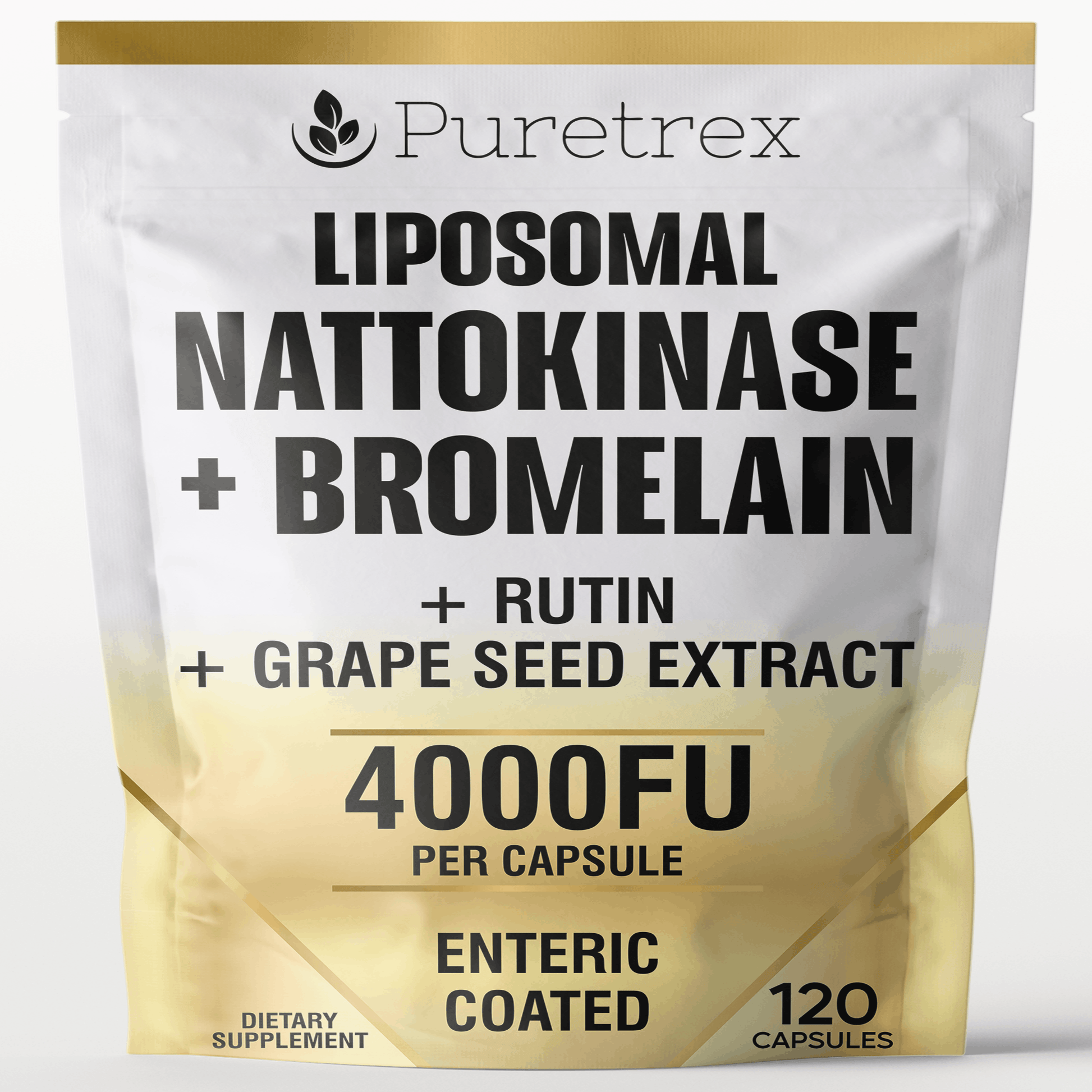 Liposomal Nattokinase 4000FU + Bromelain - product packaging by PURETREX