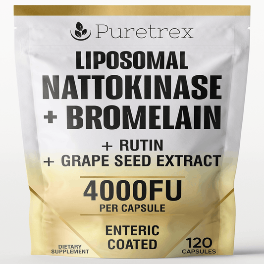 Liposomal Nattokinase 4000FU + Bromelain - product packaging by PURETREX