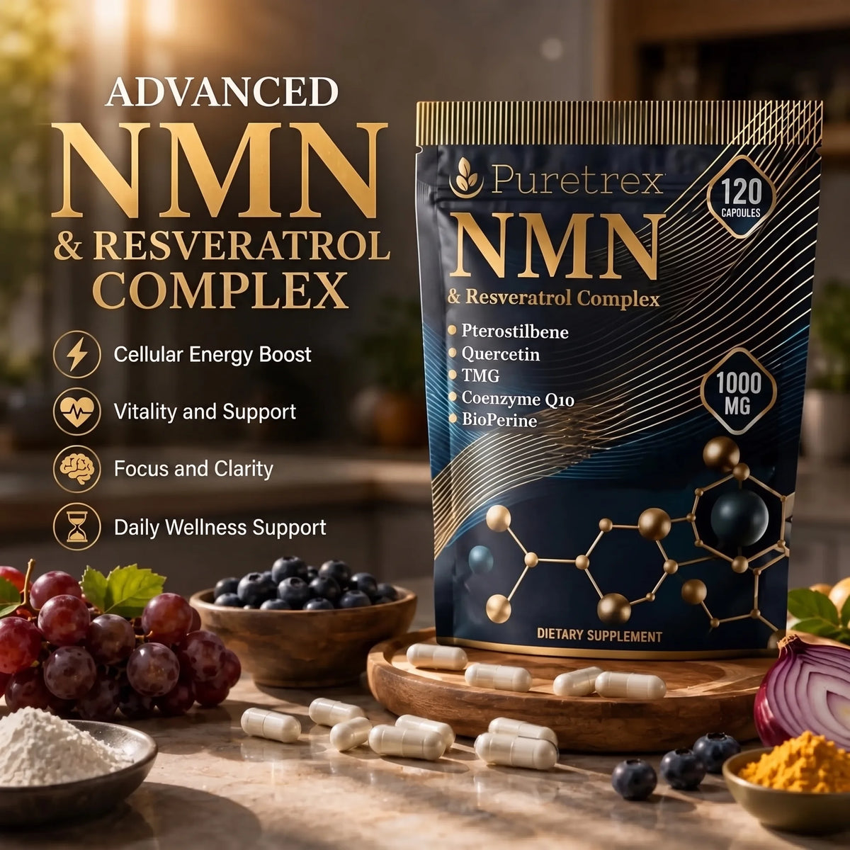 NMN & Resveratrol 7-in-1 Complex – CoQ10, TMG & BioPerine® Capsules