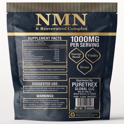 NMN & Resveratrol 7-in-1 Complex – CoQ10, TMG & BioPerine® Capsules