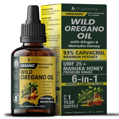 Organic Wild Oregano Oil Drops - product packaging by PURETREX
