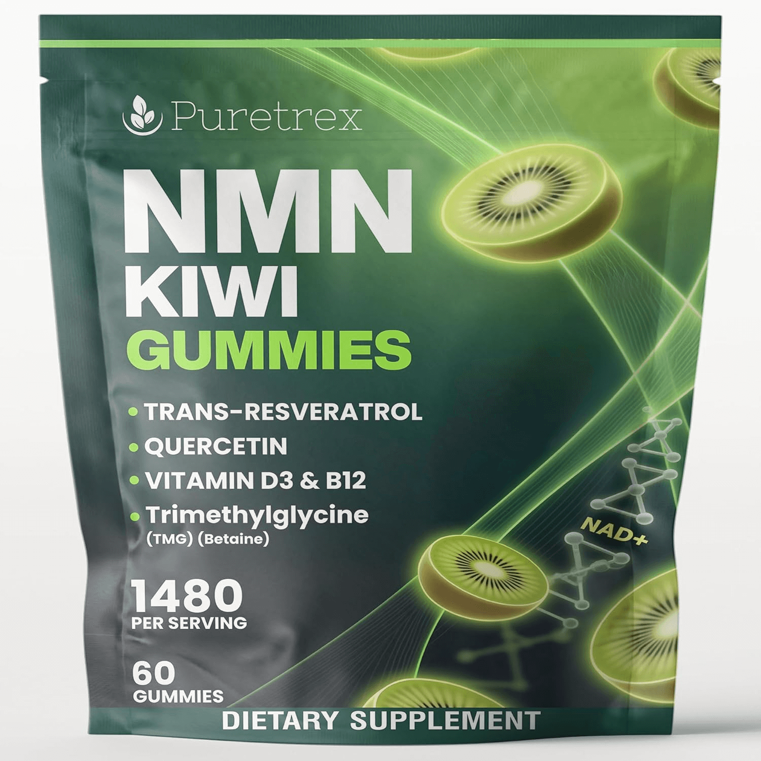 NMN Kiwi Gummies - product packaging by PURETREX