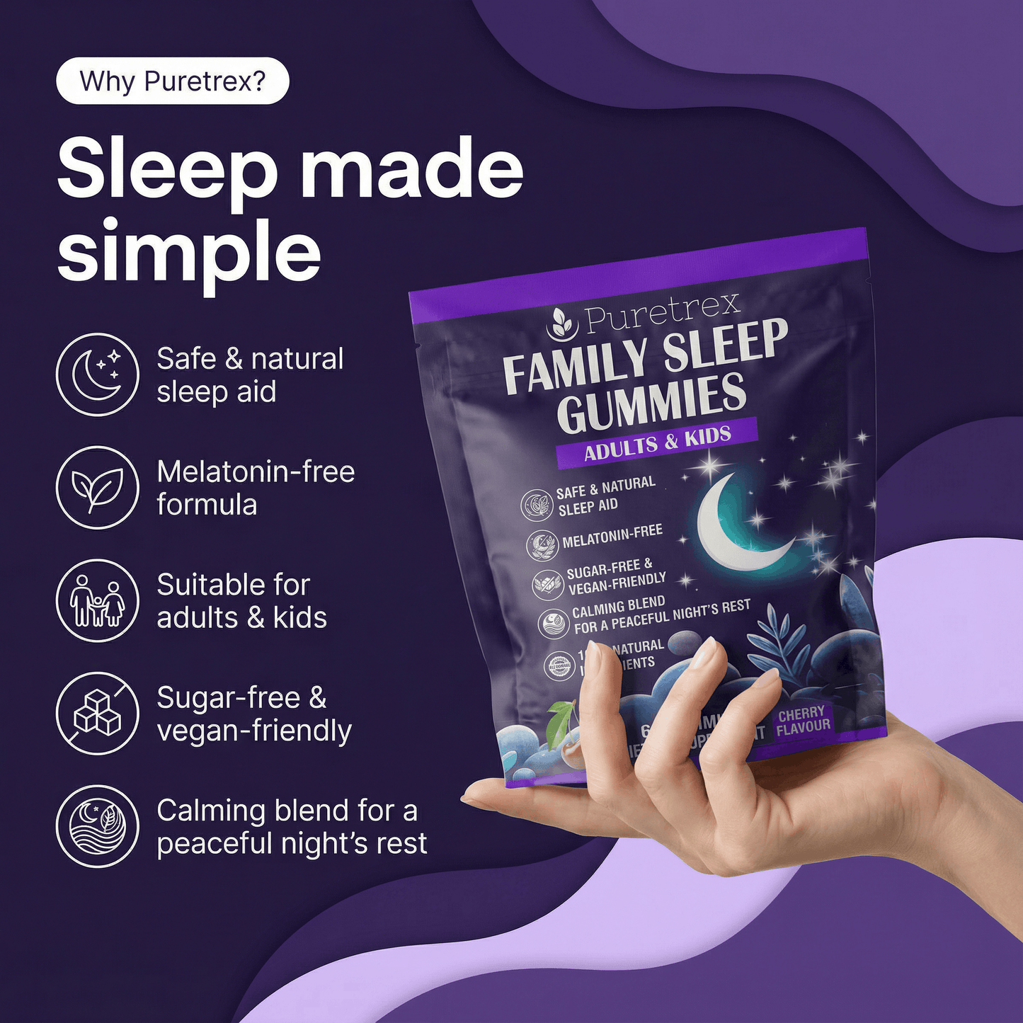 Family Sleep Gummies for Adults & Kids (4+) - supplement facts and ingredients