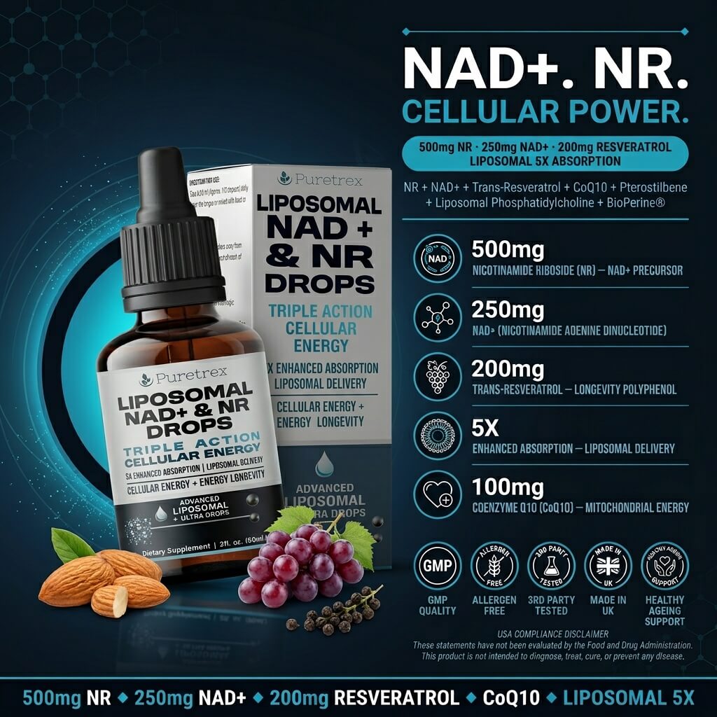Liposomal NAD+ & NR Drops – Triple Action Cellular Energy with Enhanced Absorption