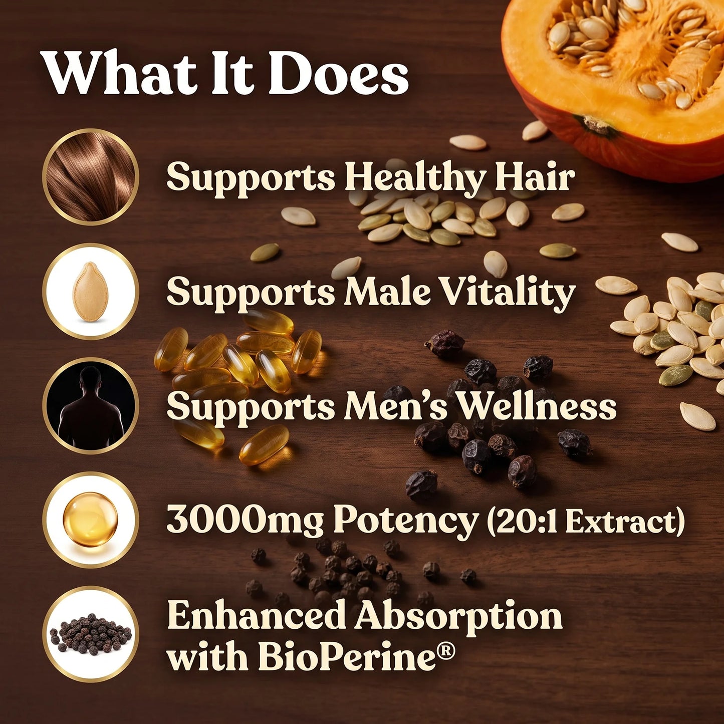 Pumpkin Seed Oil 3000mg with Saw Palmetto – Zinc, Beta-Sitosterol & Lycopene | 180 Softgels