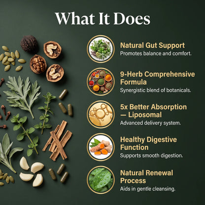 Wormwood Black Walnut & Oregano Capsules - Liposomal Herbal Complex