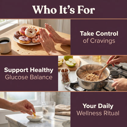 GLP-1 pathway support supplement for adults seeking cravings control, healthy glucose balance and a daily metabolic wellness ritual.