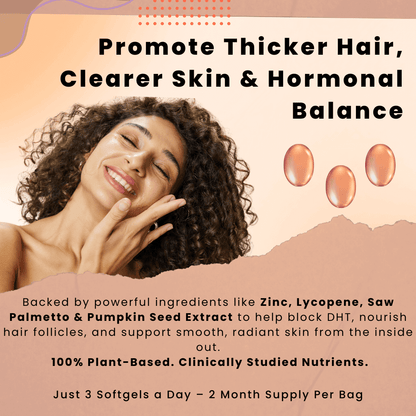 PURETREX Pumpkin Seed Extract supplement promoting thicker hair, clearer skin, and hormonal balance in men and women