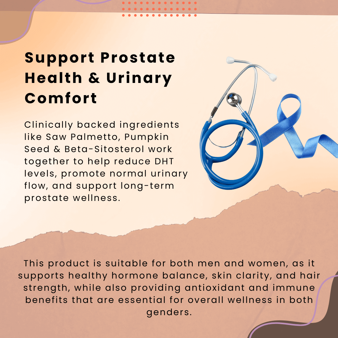 PURETREX Pumpkin Seed Extract benefits for prostate function and urinary comfort, with Saw Palmetto and Zinc for male wellness